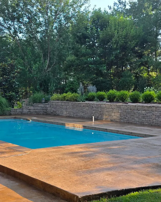 Concrete pool deck after cleaning