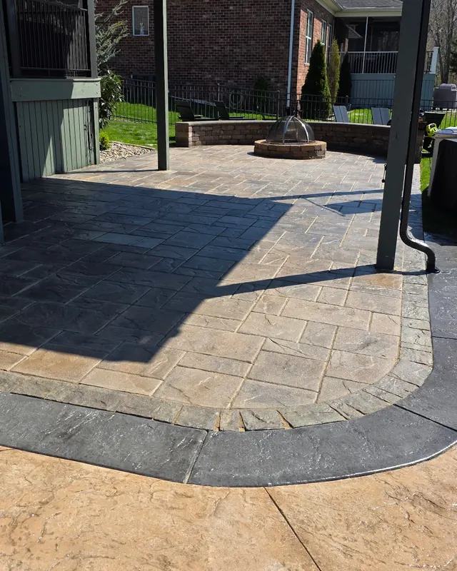 Stamped concrete patio after sealing