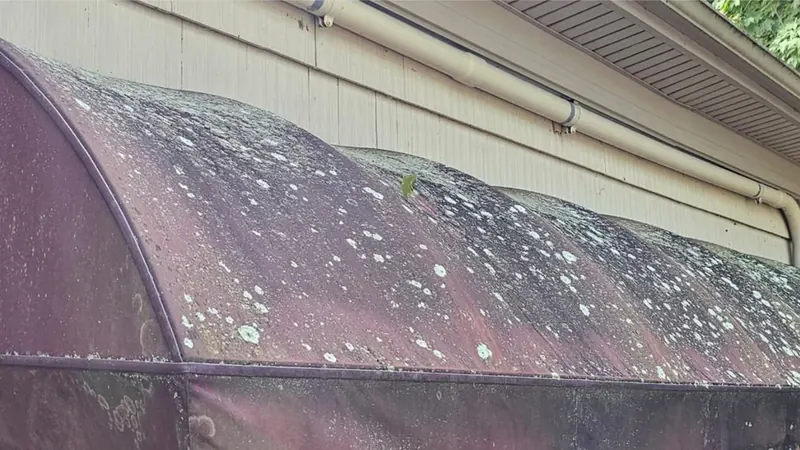 Before: fabric awning