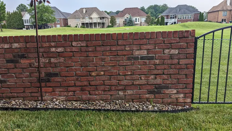 After: brick garden wall, cleaned by Meyer Pressure Washing