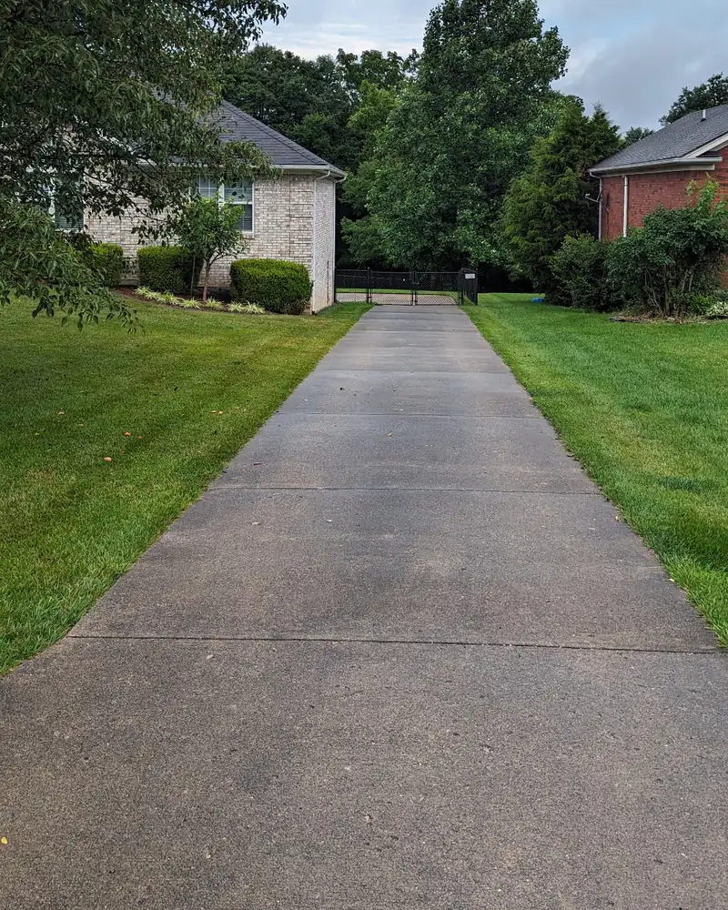 Before: long concrete driveway