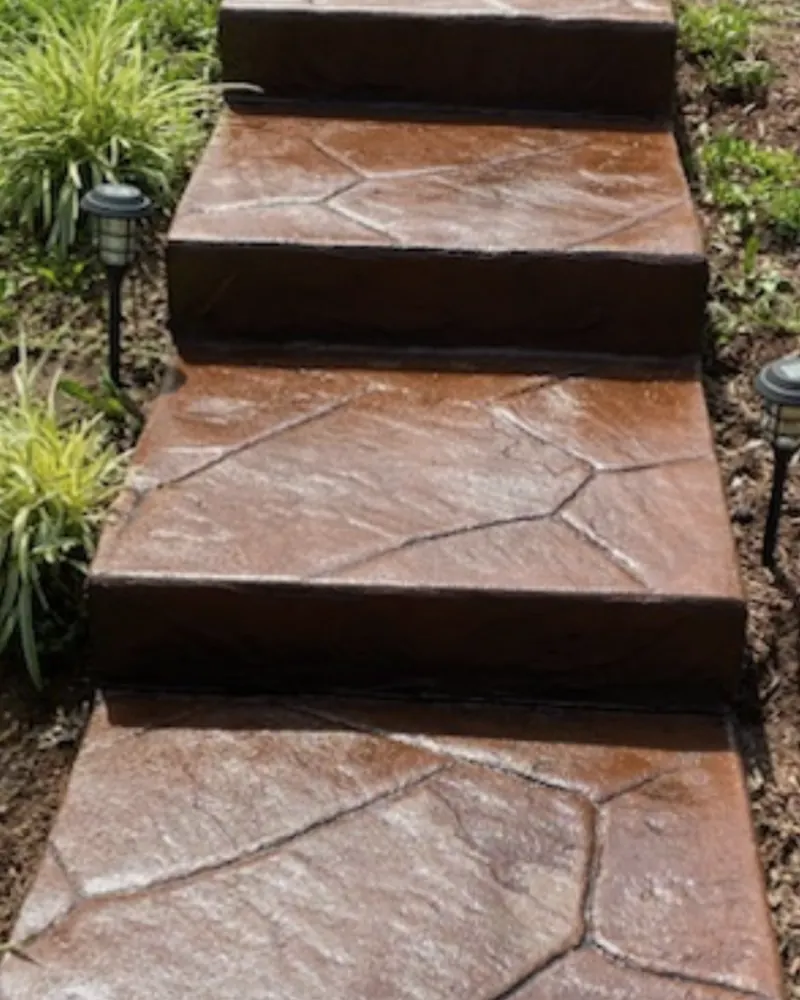 After: stamped concrete steps, cleaned by Meyer Pressure Washing