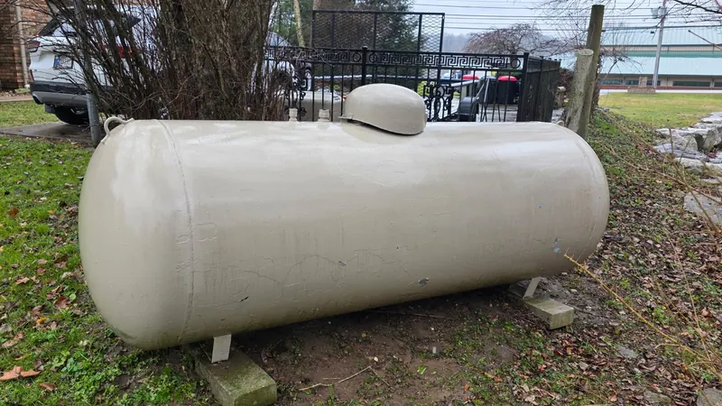 After: residential propane tank, cleaned by Meyer Pressure Washing